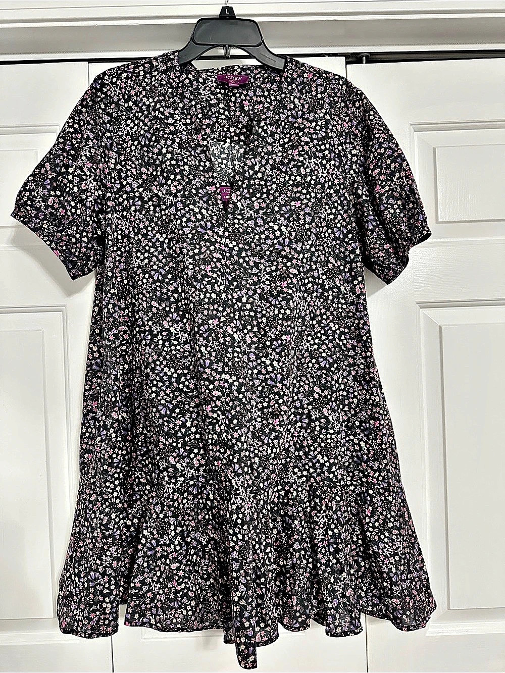 J.Crew Ruffle Dress Liberty Pavilion Floral Mini Black & Pink Small